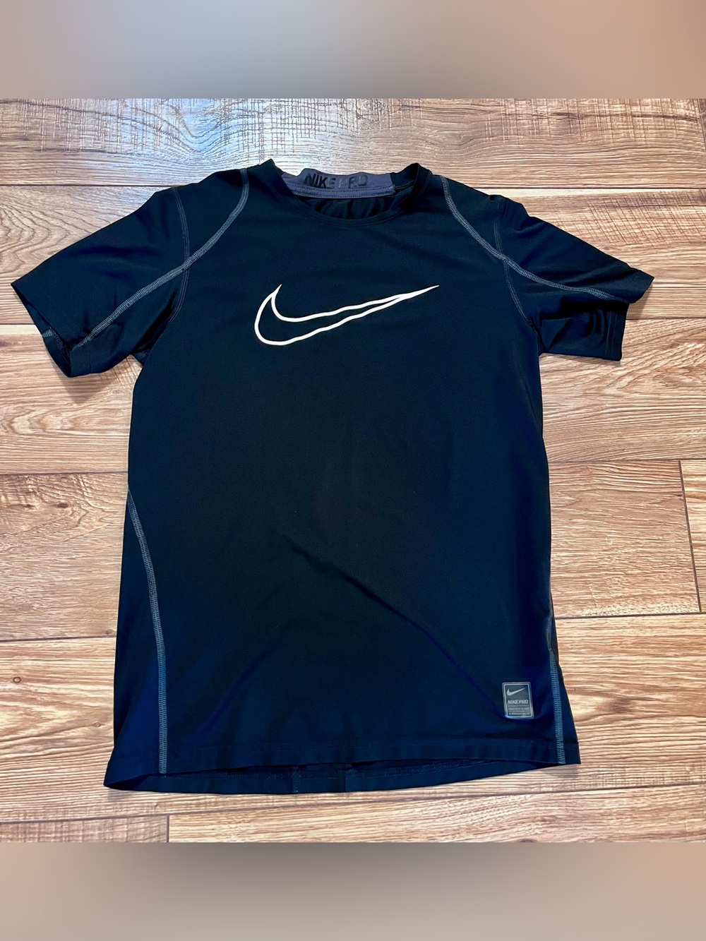 Nike Black Short-Sleeve Boys Shirt with White Swoosh